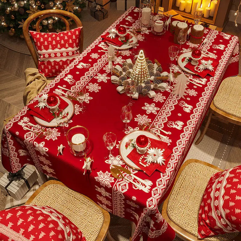 Festive Christmas Waterproof Tablecloth – Perfect for Family Dinners & Holiday Parties