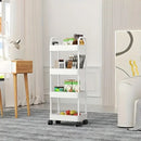 Modern White Rolling Storage Cart – Stylish Multi-Purpose Shelving for Any Room