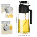 2-in-1 Olive Oil Dispenser & Spray Bottle – 500ml Refillable Cooking Oil Mister for Kitchen & BBQ