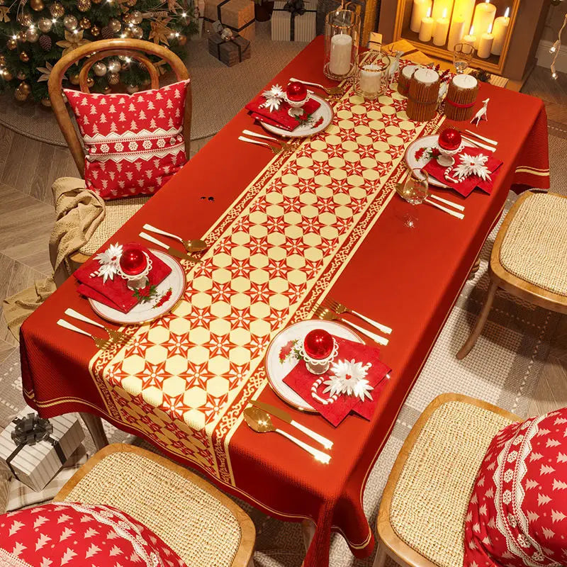 Festive Christmas Waterproof Tablecloth – Perfect for Family Dinners & Holiday Parties