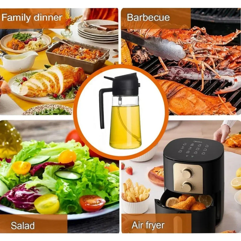 2-in-1 Olive Oil Dispenser & Spray Bottle – 500ml Refillable Cooking Oil Mister for Kitchen & BBQ