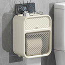 Waterproof Wall-Mounted Toilet Paper Holder – No-Drill Installation | Bathroom Tissue Box with Storage Shelf