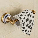Vintage Brass & Porcelain Bathroom Accessory Set – Elegant European Retro Collection