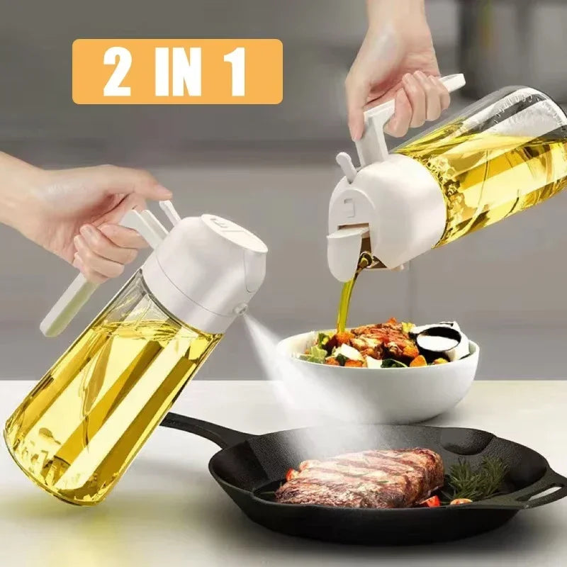2-in-1 Olive Oil Dispenser & Spray Bottle – 500ml Refillable Cooking Oil Mister for Kitchen & BBQ