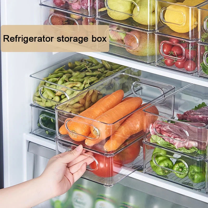 Clear Stackable Fridge & Pantry Organiser Box with Handle – BPA-Free Food Storage Container