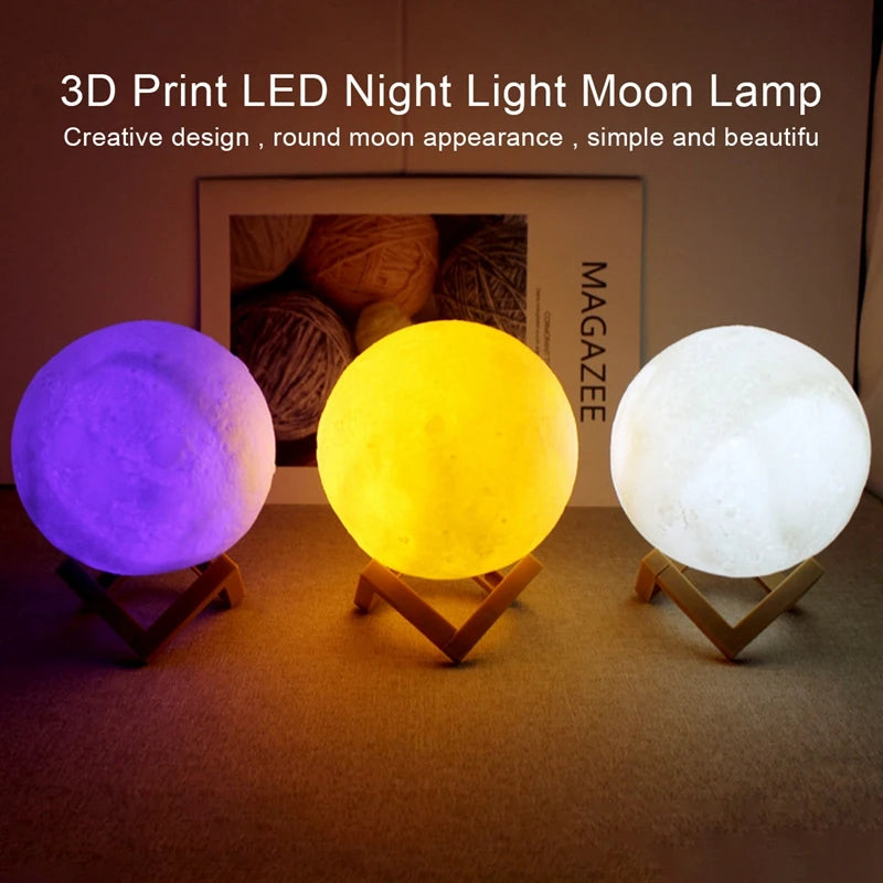 Galaxy Moon Lamp – 3D LED Night Light & Bedroom Decoration