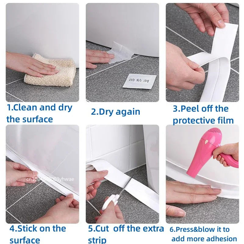 Waterproof Self-Adhesive Sealing Tape – PVC Caulk Strip for Bathroom, Kitchen & Sink Edges (Anti-Mould & Moisture-Proof)