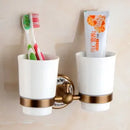 Vintage Brass & Porcelain Bathroom Accessory Set – Elegant European Retro Collection