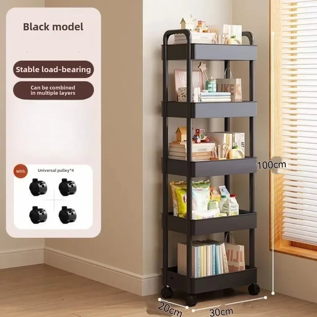 Modern White Rolling Storage Cart – Stylish Multi-Purpose Shelving for Any Room