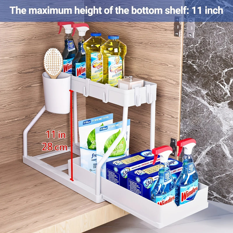 Home Essential 2-Tier Pull Out Drawer – Space-Saving Storage for Kitchen & Bathroom