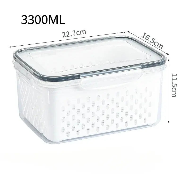 FreshGuard™ Stackable Fridge Storage Containers – Fruit & Veg Drain Baskets (1/2/3 Pack)