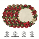 Set of 4 Christmas Round Placemats – Non-Slip, Heat-Resistant Table Mats for Festive Dining & Winter Parties