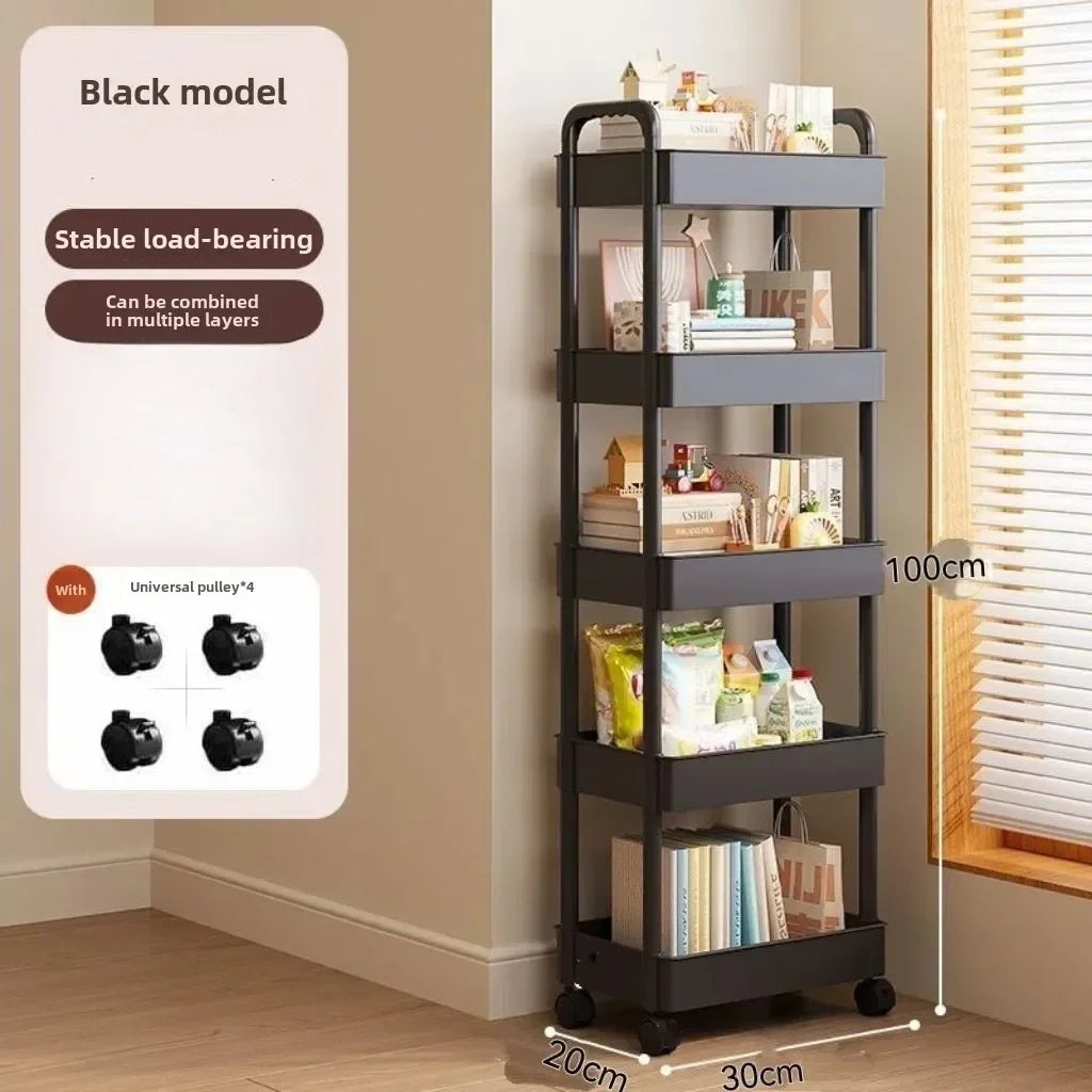 Modern White Rolling Storage Cart – Stylish Multi-Purpose Shelving for Any Room