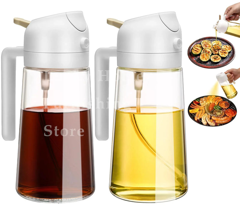 2-in-1 Olive Oil Dispenser & Spray Bottle – 500ml Refillable Cooking Oil Mister for Kitchen & BBQ