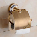 Vintage Brass & Porcelain Bathroom Accessory Set – Elegant European Retro Collection