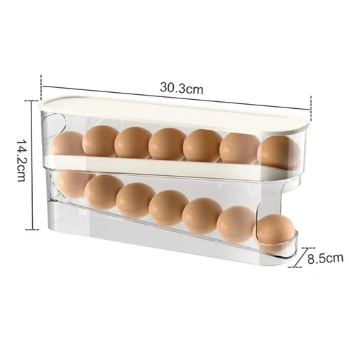 RollFlow™ 2-Tier Automatic Egg Dispenser – Space-Saving Fridge Organizer