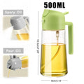 2-in-1 Olive Oil Dispenser & Spray Bottle – 500ml Refillable Cooking Oil Mister for Kitchen & BBQ