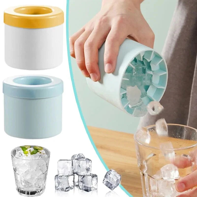 Silicone Ice Cube Maker – Round Freezer Mold & Bucket for Drinks