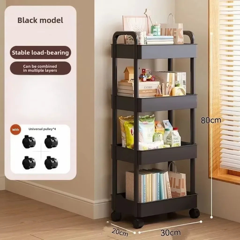Modern White Rolling Storage Cart – Stylish Multi-Purpose Shelving for Any Room