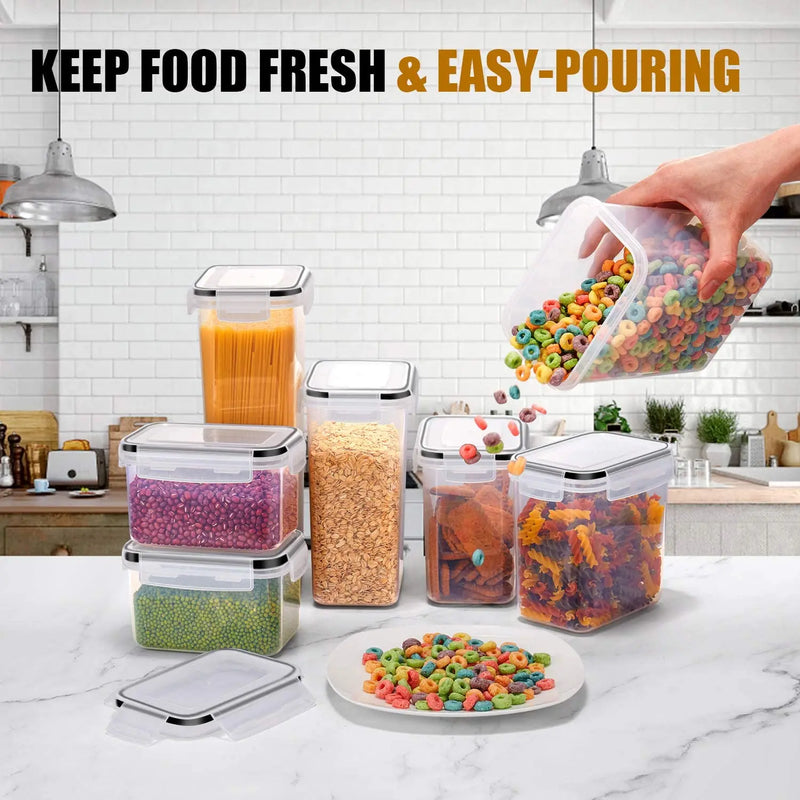 7-Piece Airtight Food Storage Container Set – BPA-Free Plastic Kitchen Organisers with Labels & Marker