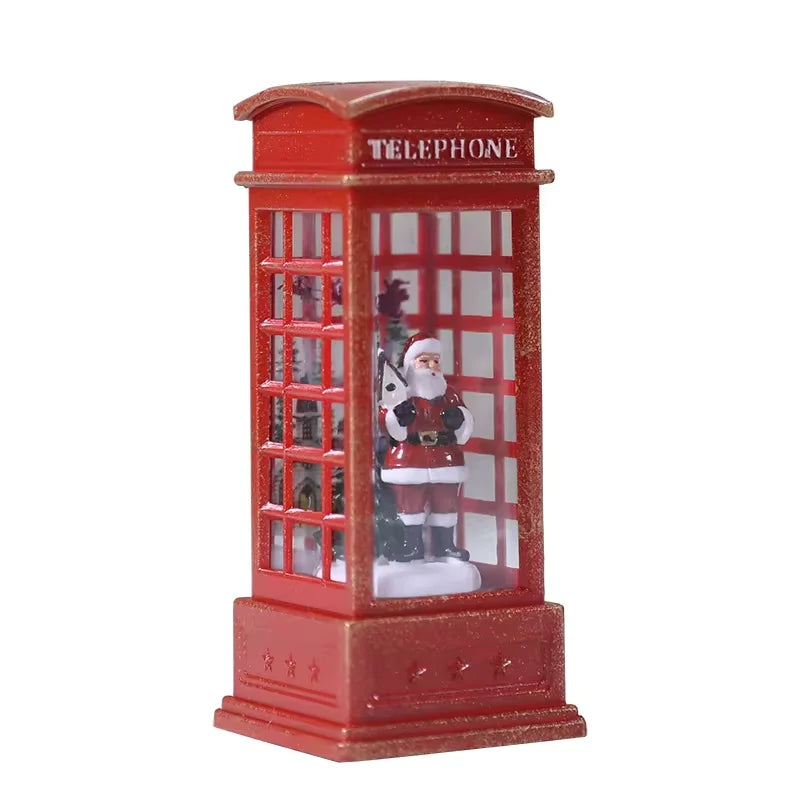 Light-Up Christmas Telephone Booth Decoration – Illuminated Crystal Lantern for Festive Home Décor & Gifts