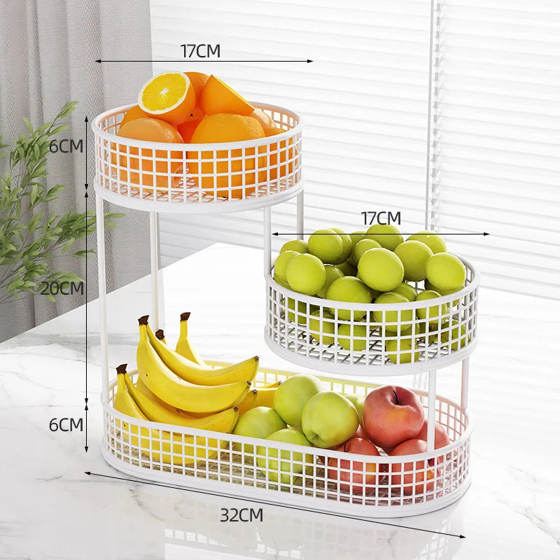 3-Tier Stainless Steel Fruit & Vegetable Storage Rack – Modern Countertop Metal Display Basket for Kitchen & Dining