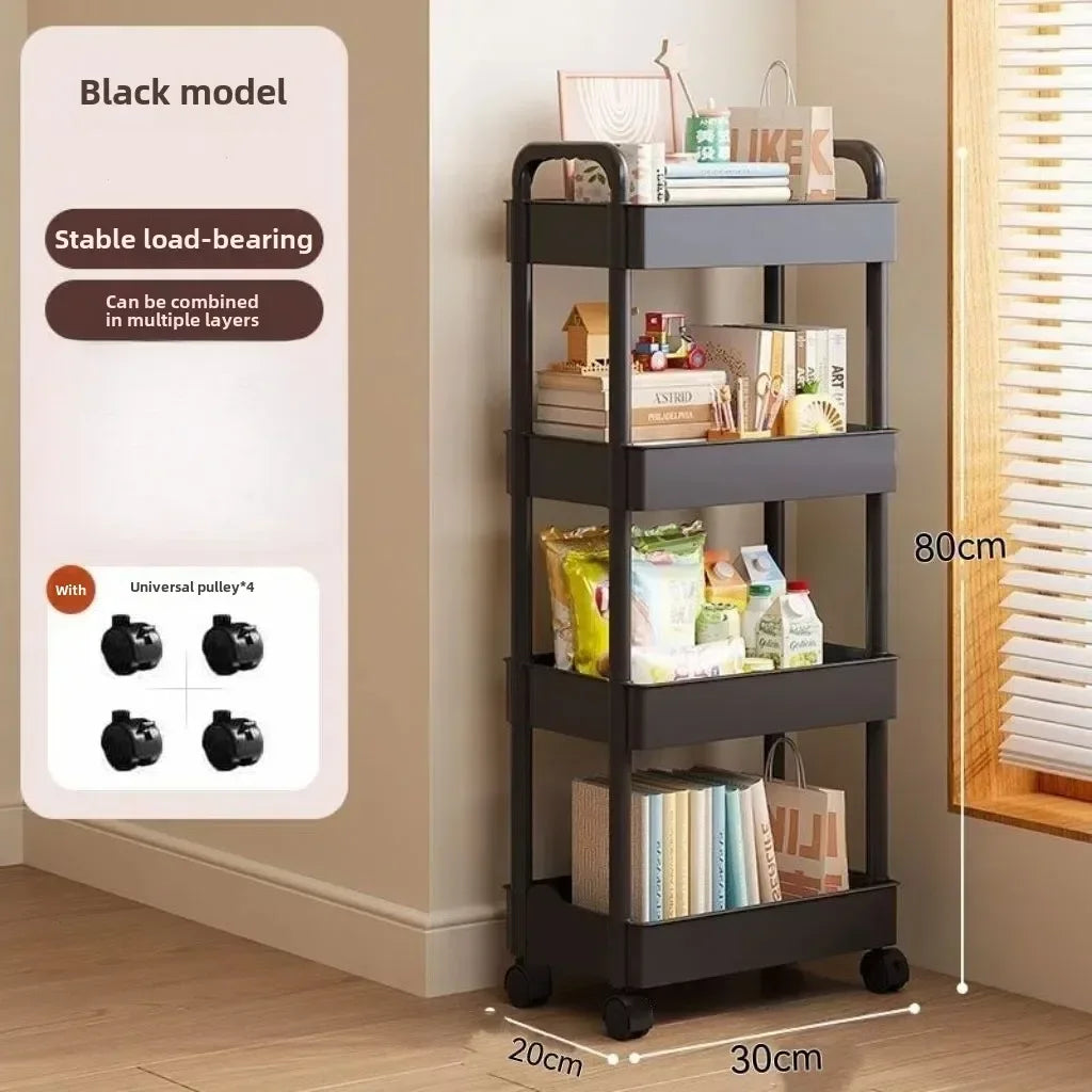 Modern White Rolling Storage Cart – Stylish Multi-Purpose Shelving for Any Room