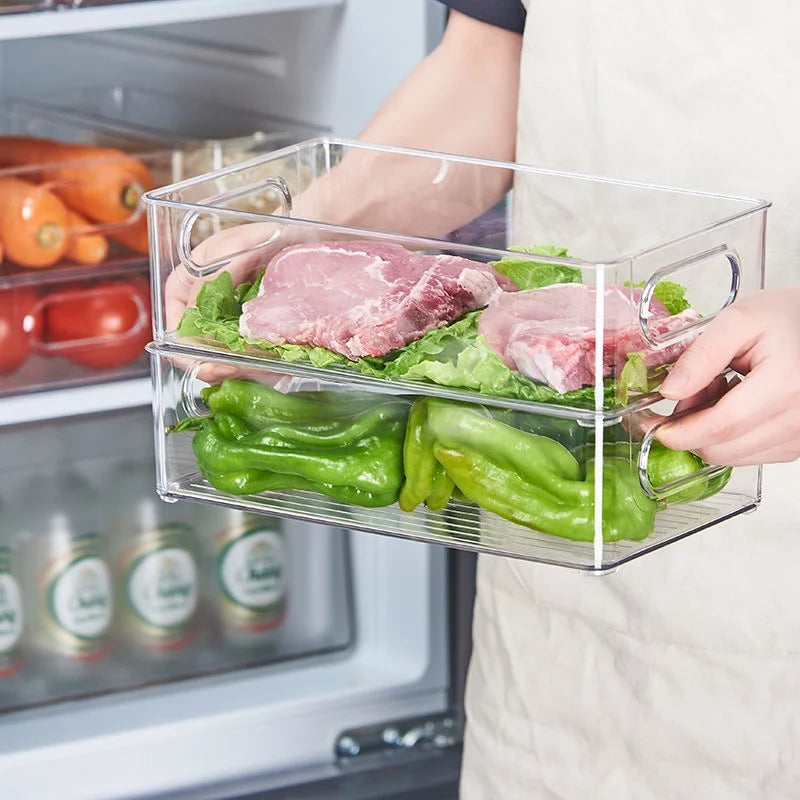 Clear Stackable Fridge & Pantry Organiser Box with Handle – BPA-Free Food Storage Container