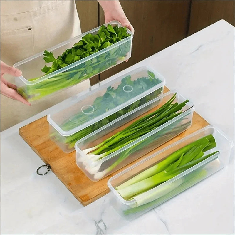 Stackable Fresh-Keep Fridge Storage Boxes with Lids – Clear PP Organisers for Vegetables, Herbs, Eggs & More (1/2/4pcs)