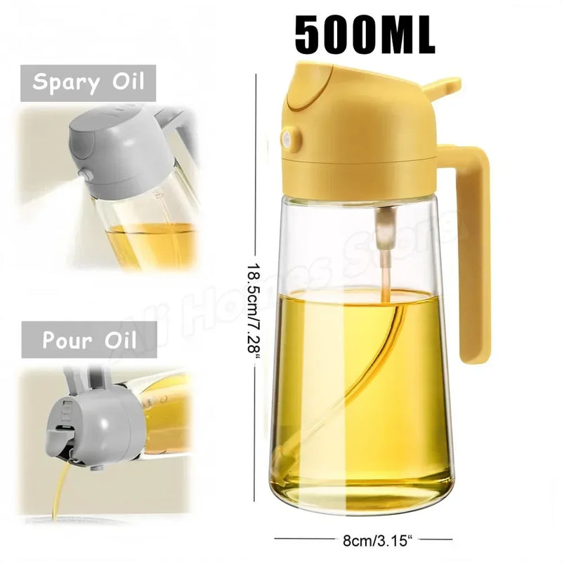 2-in-1 Olive Oil Dispenser & Spray Bottle – 500ml Refillable Cooking Oil Mister for Kitchen & BBQ