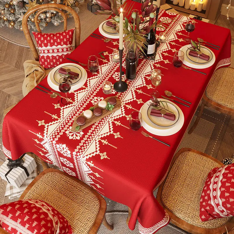 Festive Christmas Waterproof Tablecloth – Perfect for Family Dinners & Holiday Parties