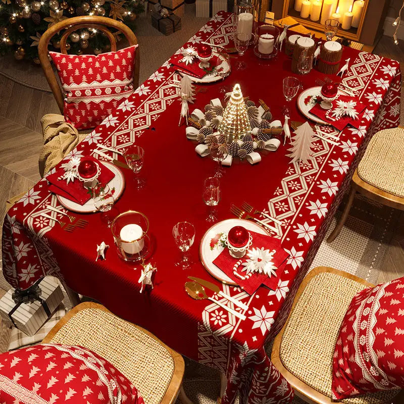 Festive Christmas Waterproof Tablecloth – Perfect for Family Dinners & Holiday Parties