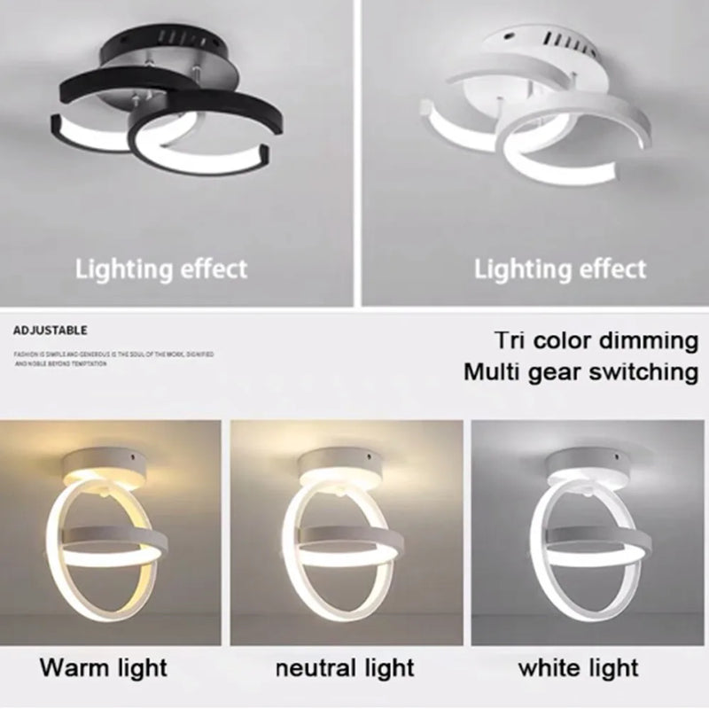 Modern 2-Ring LED Ceiling Light – Adjustable 3-Colour Flush Mount Lamp for Hallway, Bedroom, Kitchen or Office