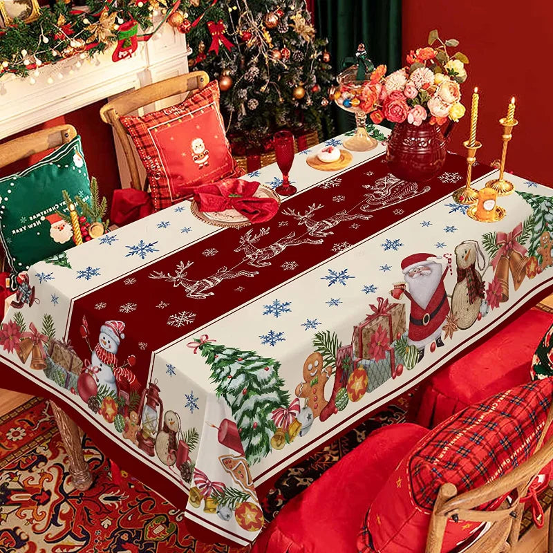 Festive Christmas Waterproof Tablecloth – Perfect for Family Dinners & Holiday Parties