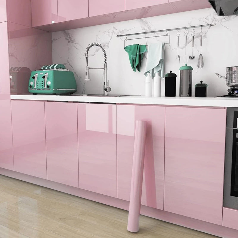 High Gloss Waterproof Self-Adhesive Vinyl Wallpaper – PVC Pearl Finish Peel & Stick Film for Kitchen, Furniture & Wall Renovation