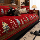 Christmas Chenille Sofa Cover – Festive Tree & Deer Pattern, Non-Slip Universal Fit