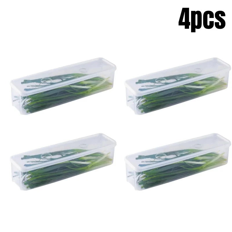 Stackable Fresh-Keep Fridge Storage Boxes with Lids – Clear PP Organisers for Vegetables, Herbs, Eggs & More (1/2/4pcs)