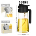 2-in-1 Olive Oil Dispenser & Spray Bottle – 500ml Refillable Cooking Oil Mister for Kitchen & BBQ