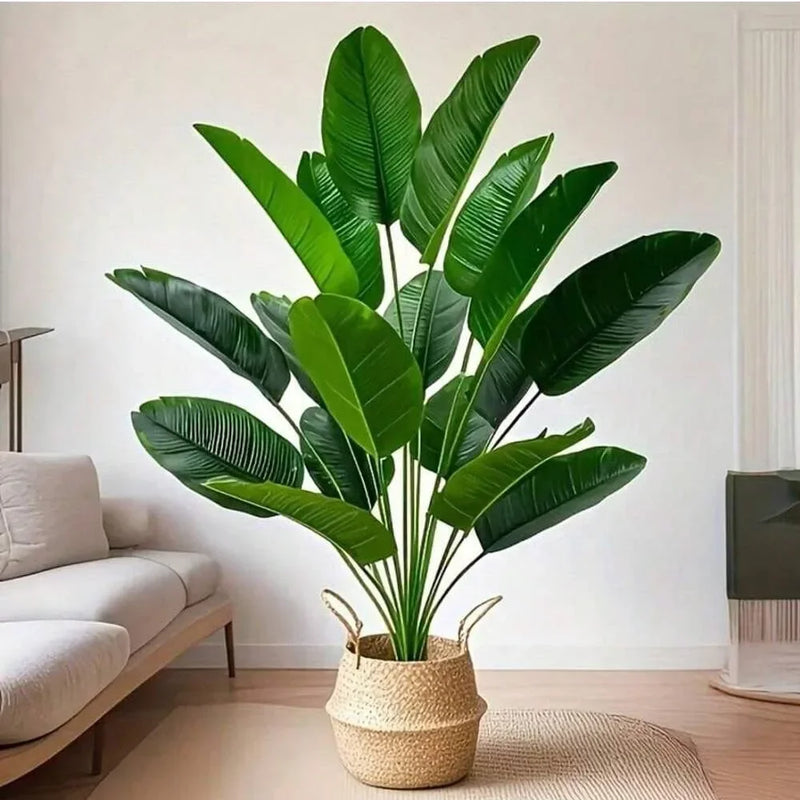 Large Artificial Tropical Palm Leaf – Real Touch Fake Banana Plant for Home & Garden Decor