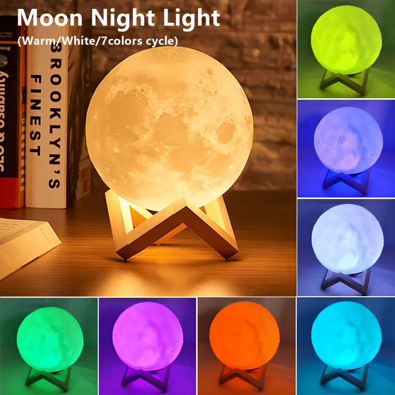 Galaxy Moon Lamp – 3D LED Night Light & Bedroom Decoration